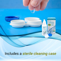 Menicon Unique pH Travel Pack in use with RGP lenses for cleansing.