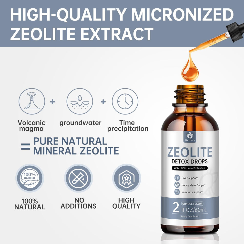 Menkru Zeolite Drops dropper close-up; easy daily use.