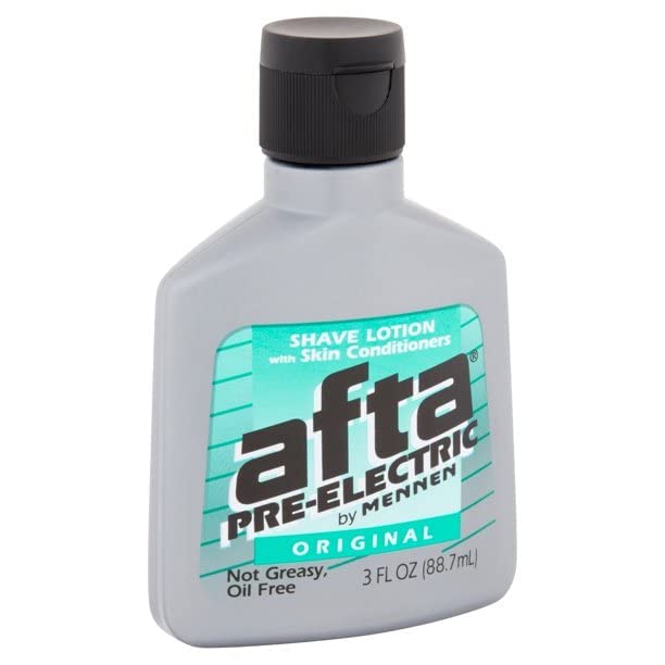 Mennen Afta Pre-Electric Lotion front packaging highlights three-pack value for routine shaving