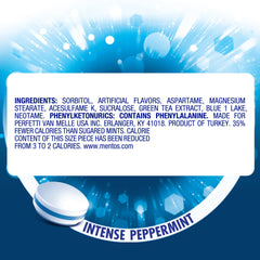 Mentos intense peppermint candy swirls visualize bold flavor that freshens breath on the go