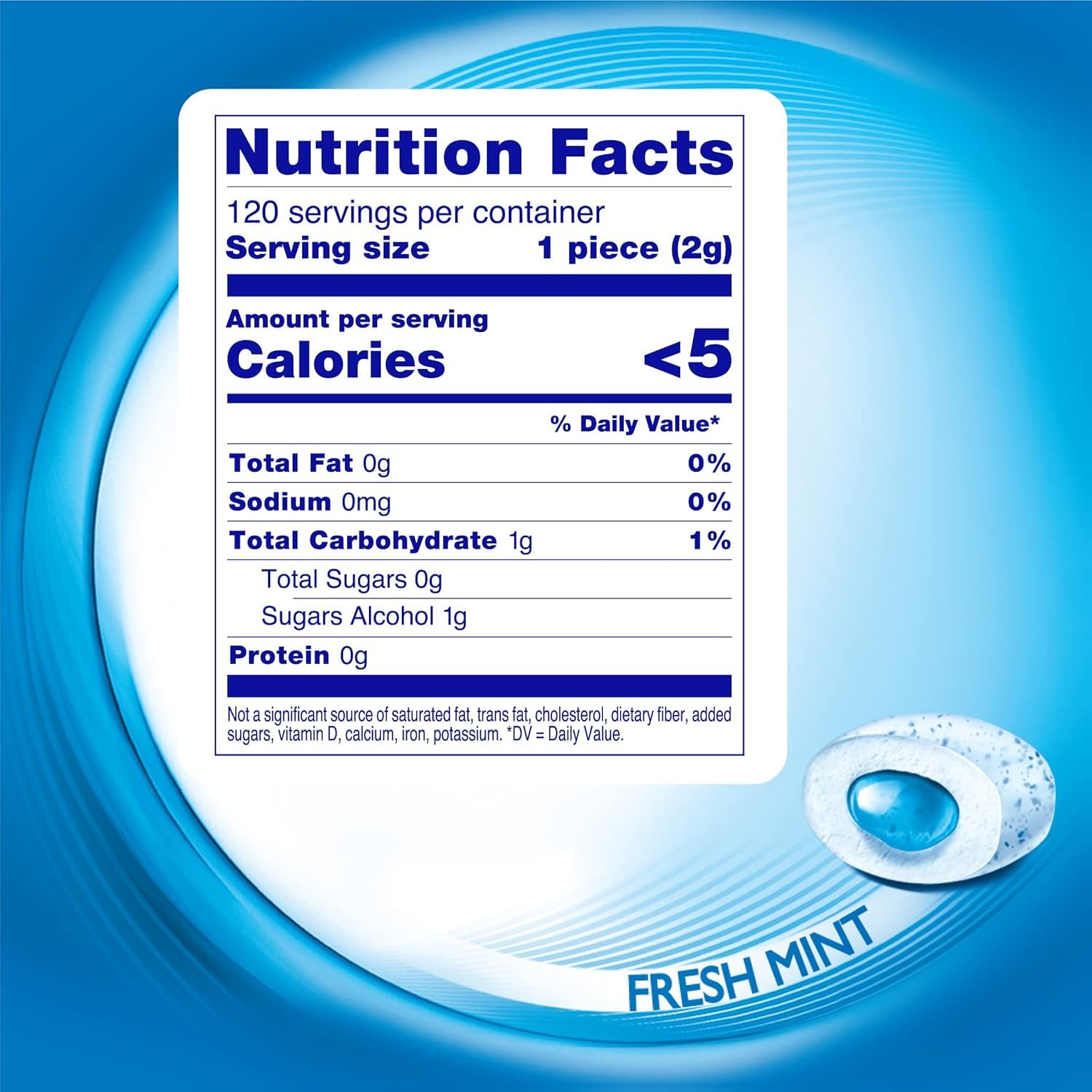 Close-up of Fresh Mint flavor pieces for quick refreshment on the go.