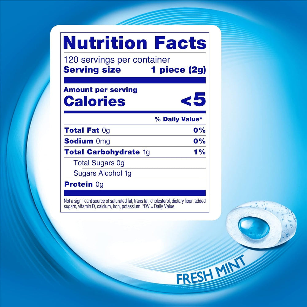 Close-up of Fresh Mint flavor pieces for quick refreshment on the go.