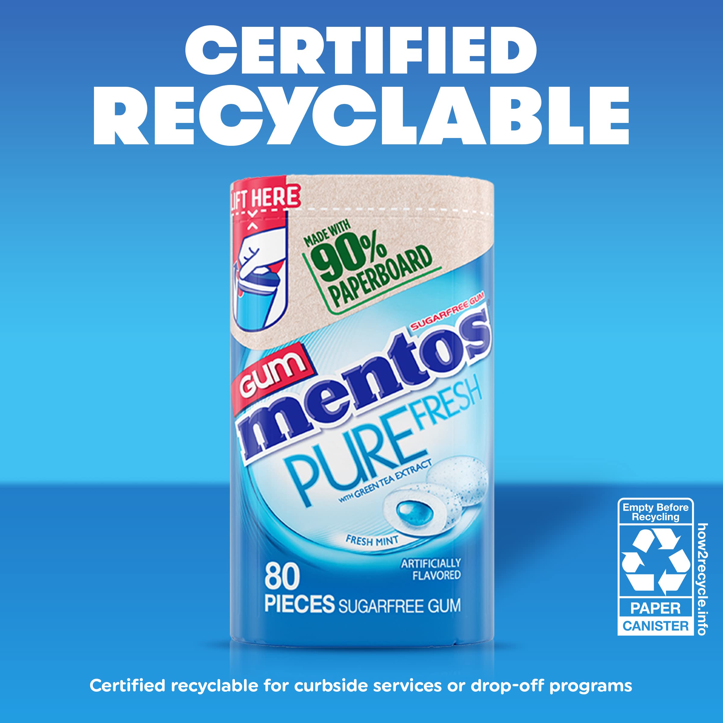 Mentos Pure Fresh mint-flavored gum piece ready to chew