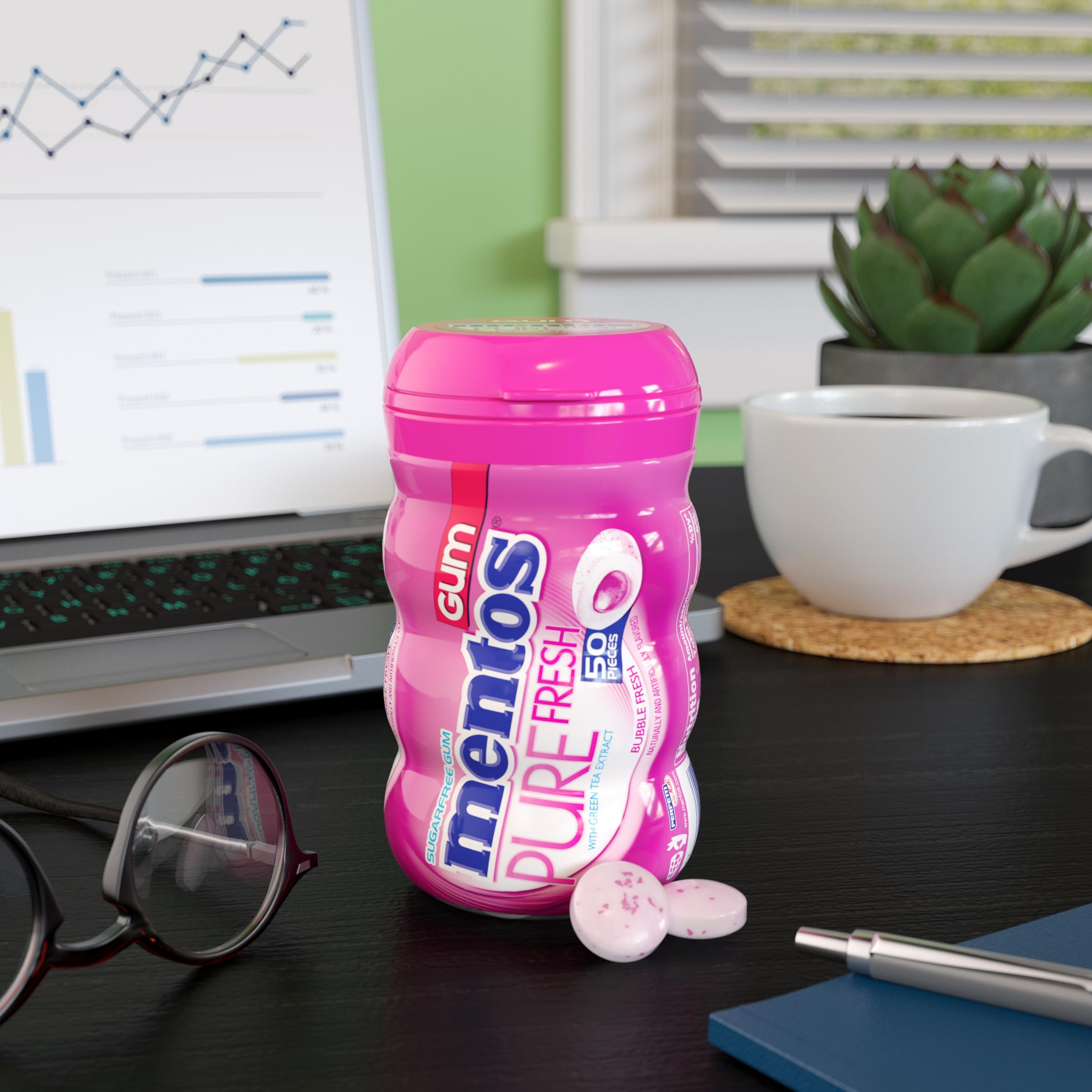 Six-pack display of Mentos Pure Fresh gum for easy gifting.