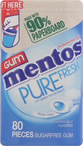 Mentos Pure Fresh packaging highlights 90% paperboard material and recyclability