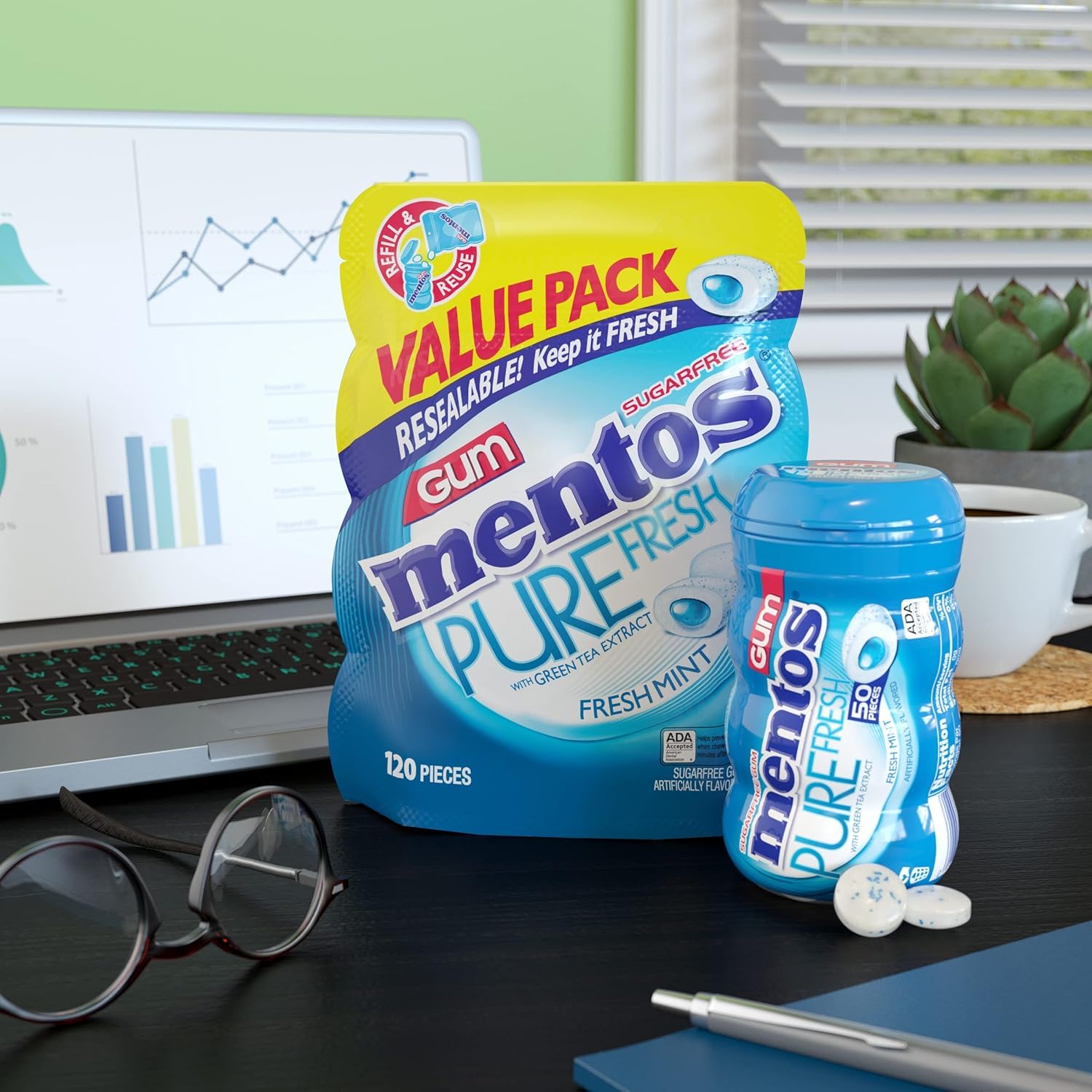 Re-sealable bulk bag for refilling Mentos curvy and pocket packs.