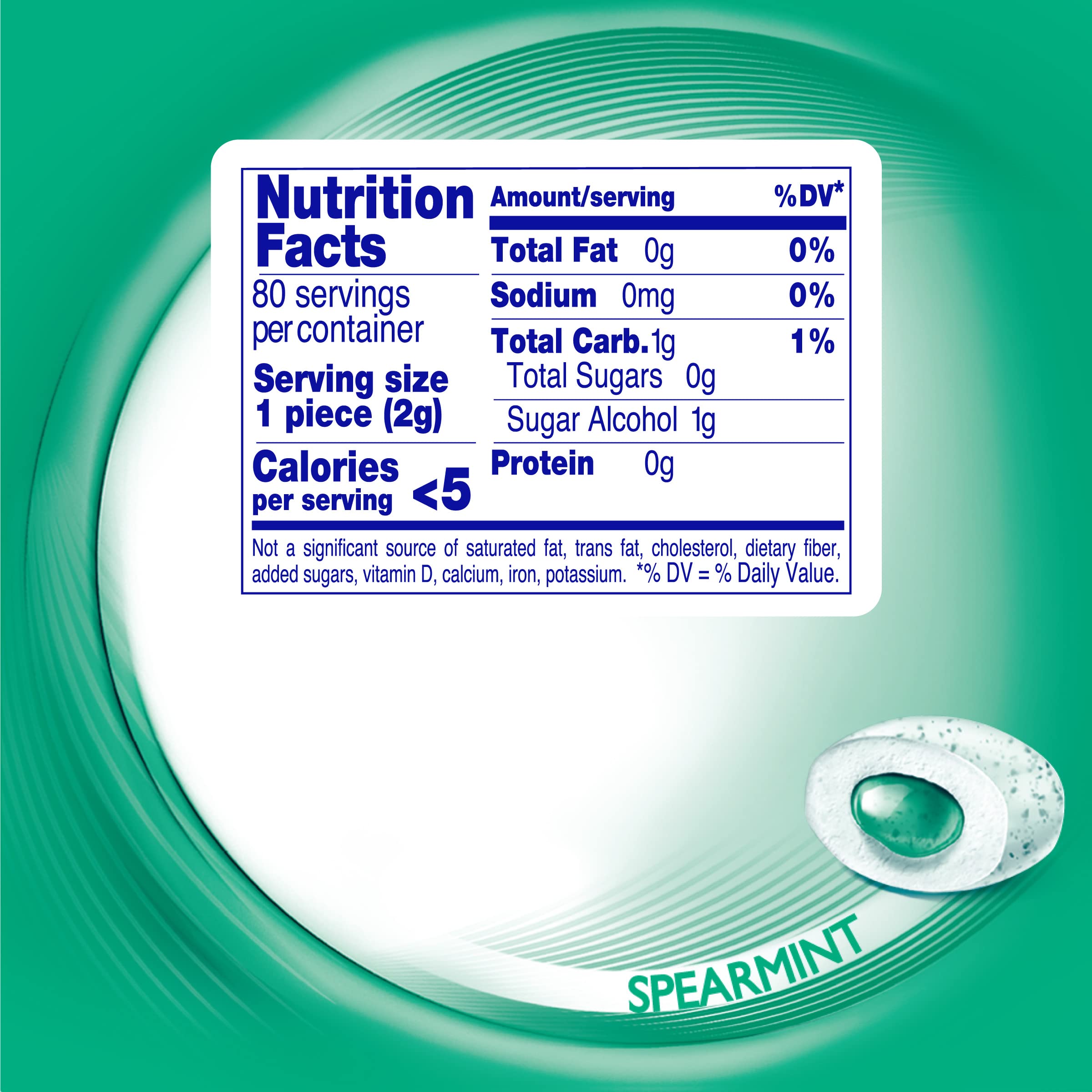Mentos Pure Fresh spearmint gum piece closeup with lasting flavor