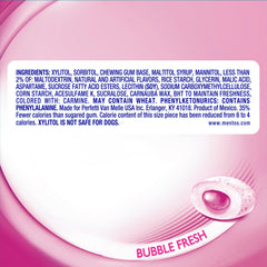MENTOS gum pieces in bubble fresh flavor for quick breath refresh