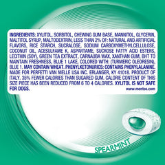 MENTOS Pure Fresh sugar-free spearmint gum pieces close-up showing minty texture