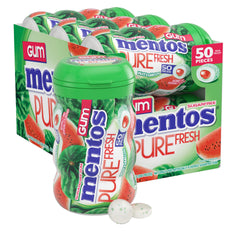 MENTOS Pure Fresh Watermelon gum bottle keeps breath fresh on the go.