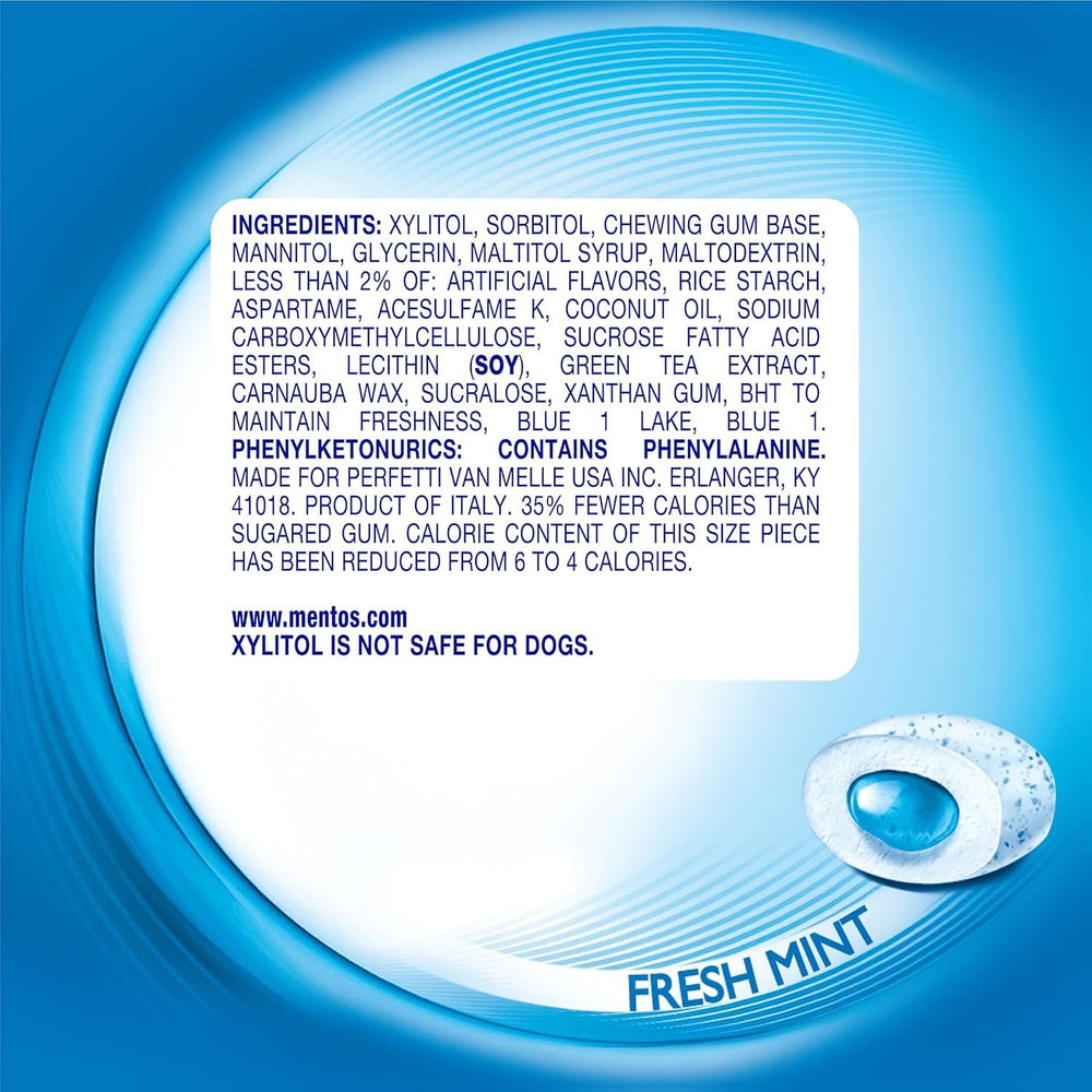 Xylitol-based sugar-free gum from Mentos supports sugar-free snacking.