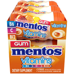 Mentos vitamins gum citrus piece break reveals juicy center