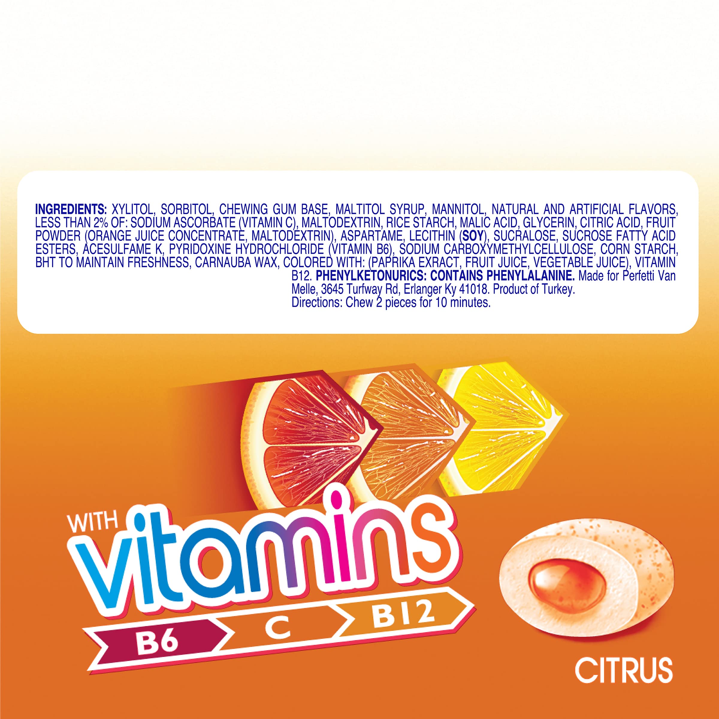 Mentos vitamins gum crunchy shell closeup shows texture