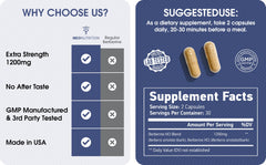 Meo Nutrition Berberine 1200mg capsules closeup emphasizes easy-to-swallow daily capsules