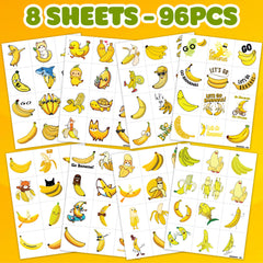 MeoIsDaBest tropical banana decals, pre-cut sheets for quick party favors