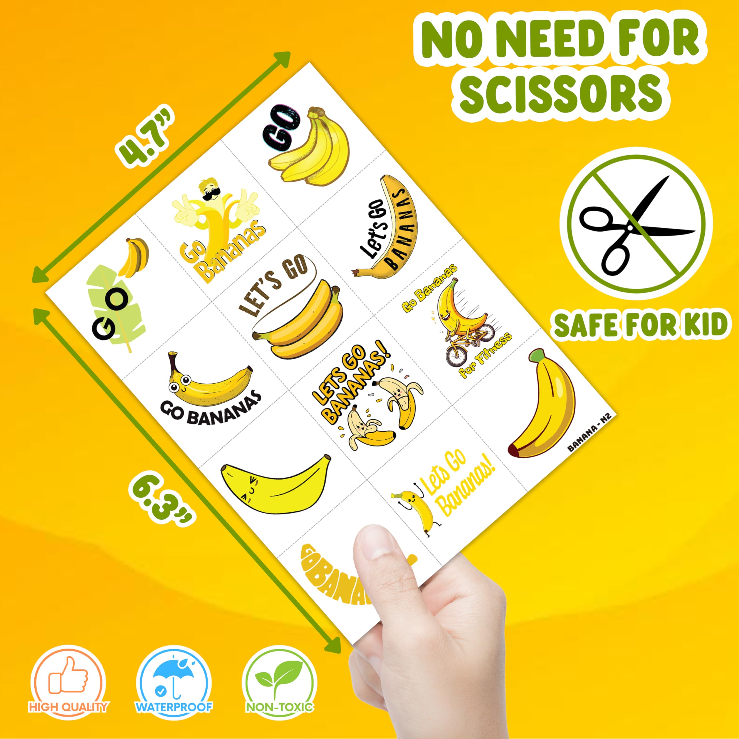MeoIsDaBest banana-tattoo sheets, durable color for events