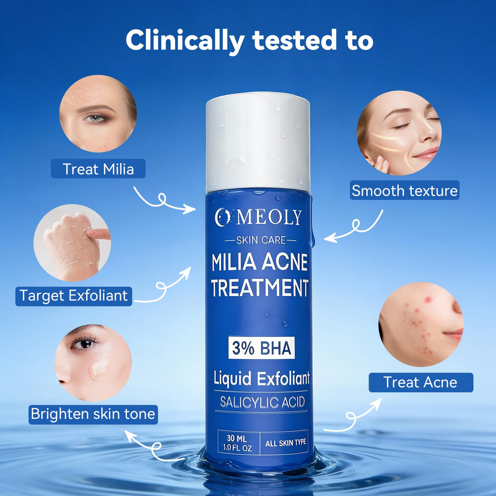 MEOLY Milia Remover Serum texture swirl; smooth, non-greasy finish during use.