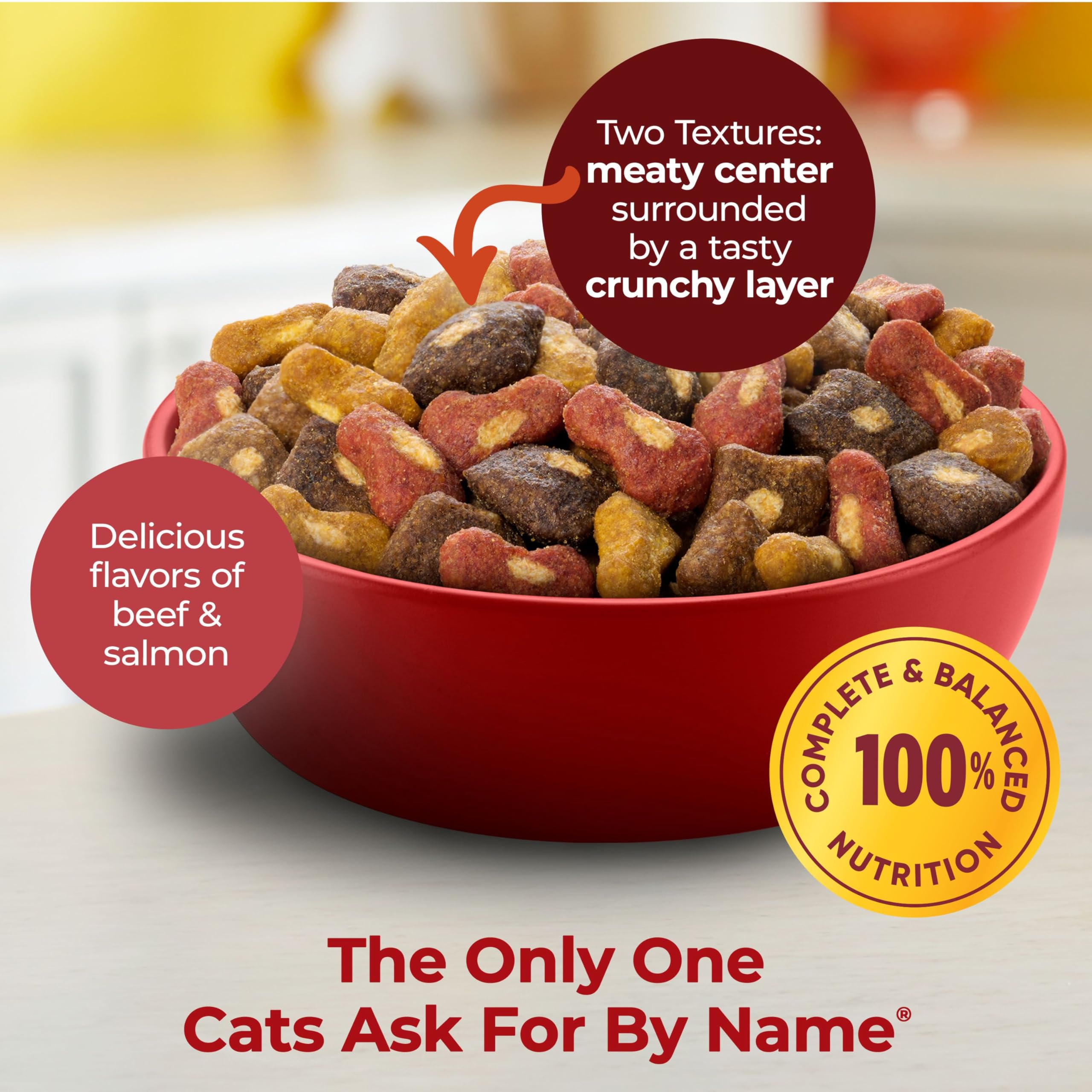 Meow Mix Basted Bites closeup; extra flavorful bits for cats