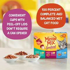 Meow Mix Ocean Whitefish & Tuna cups highlight real fish chunks in savory gravy.