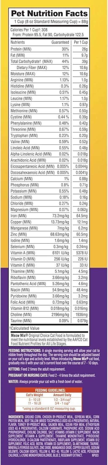 Meow Mix Original Choice brand logo reinforces trusted cat nutrition.