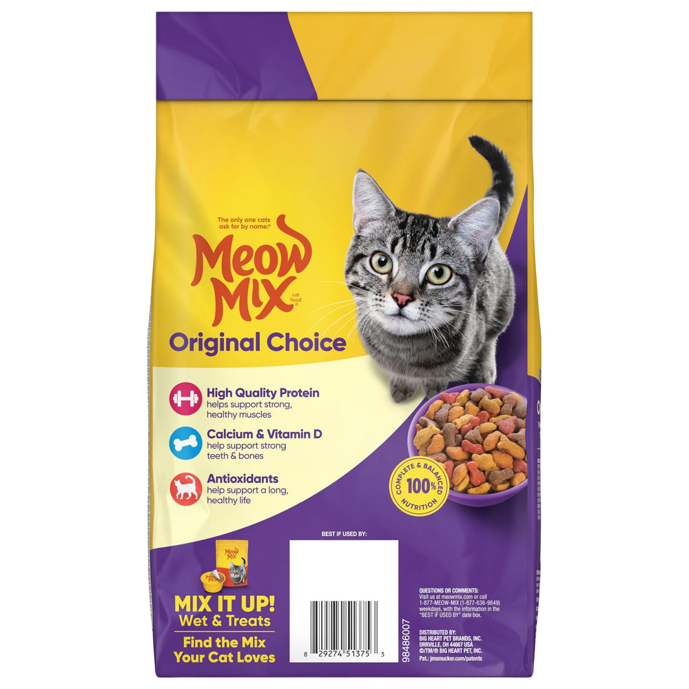 Meow Mix Original Choice taste spectrum features chicken-turkey-salmon for variety.
