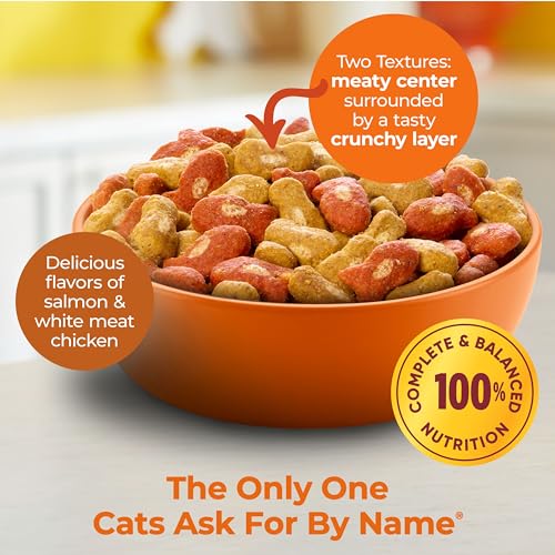 Meow Mix Tender Centers center kibble close-up showing meaty core.
