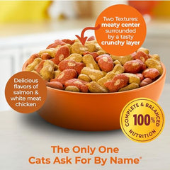 Meow Mix Tender Centers center kibble close-up showing meaty core.