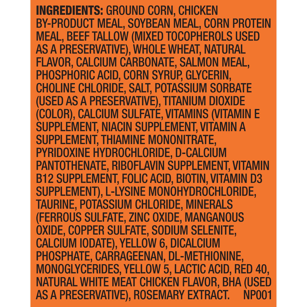 Meow Mix Tender Centers salmon flavor kibble close-up for aroma appeal.