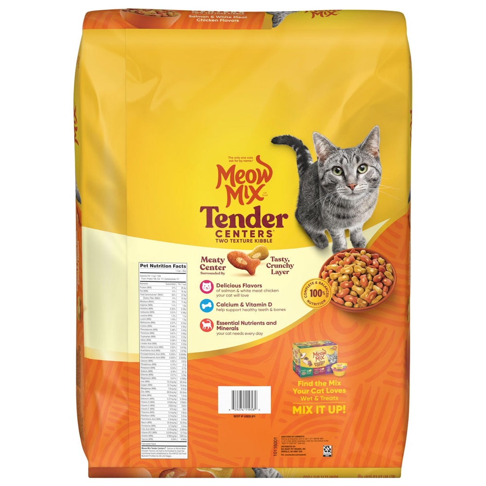 Meow Mix Tender Centers serving bowl ready for mealtime.