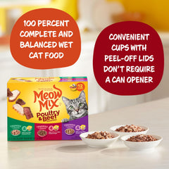Meow Mix Tender Favorites chicken-beef-in-sauce cup for variety feeding