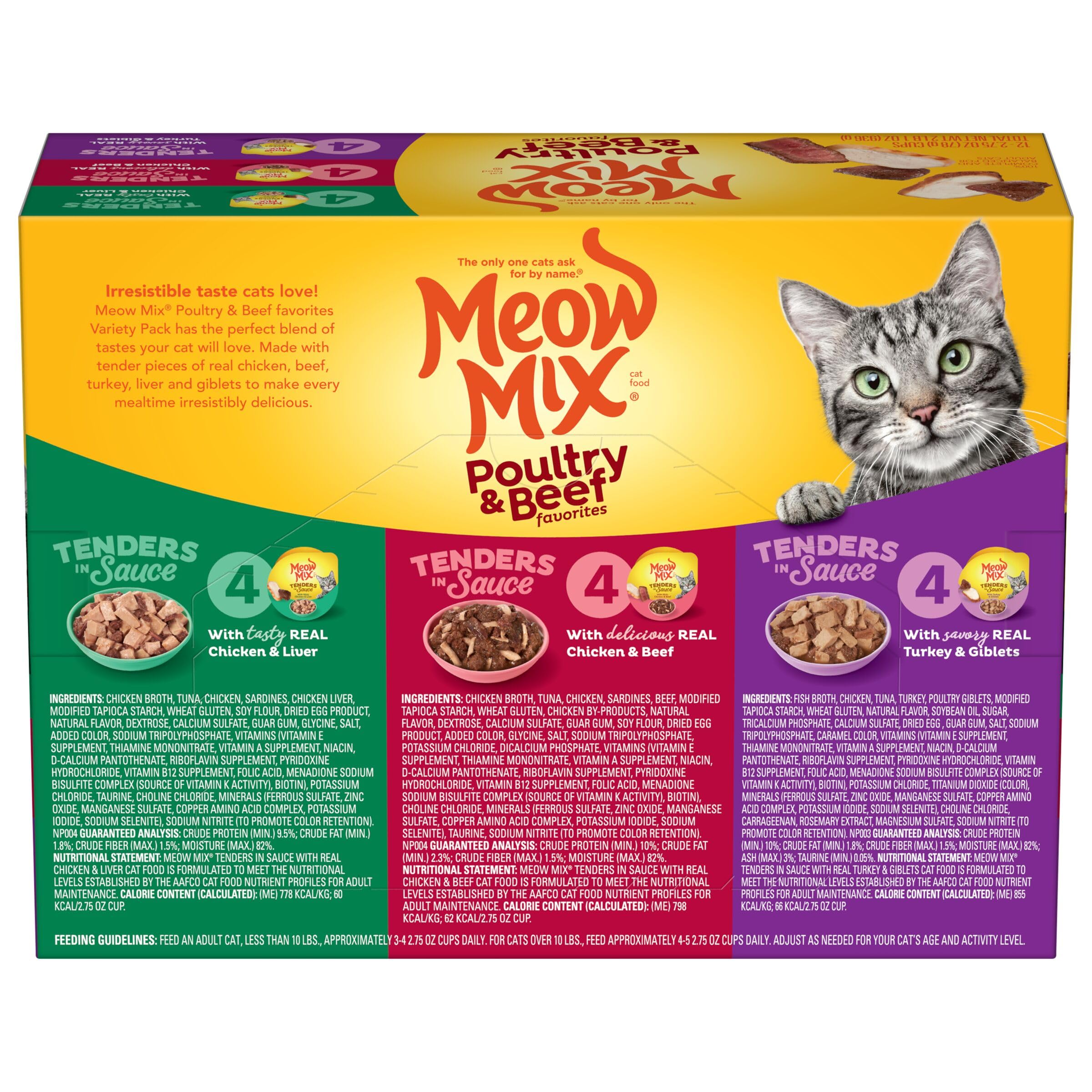 Meow Mix Tender sauce-rich close-up highlighting rich texture