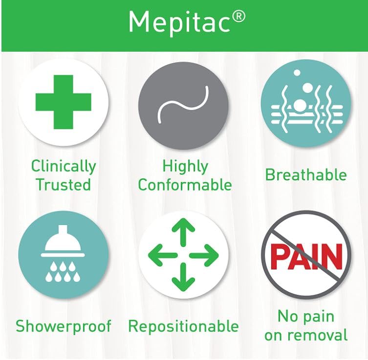 Mepitac Soft Silicone Tape on arm shows conformability and skin-friendliness