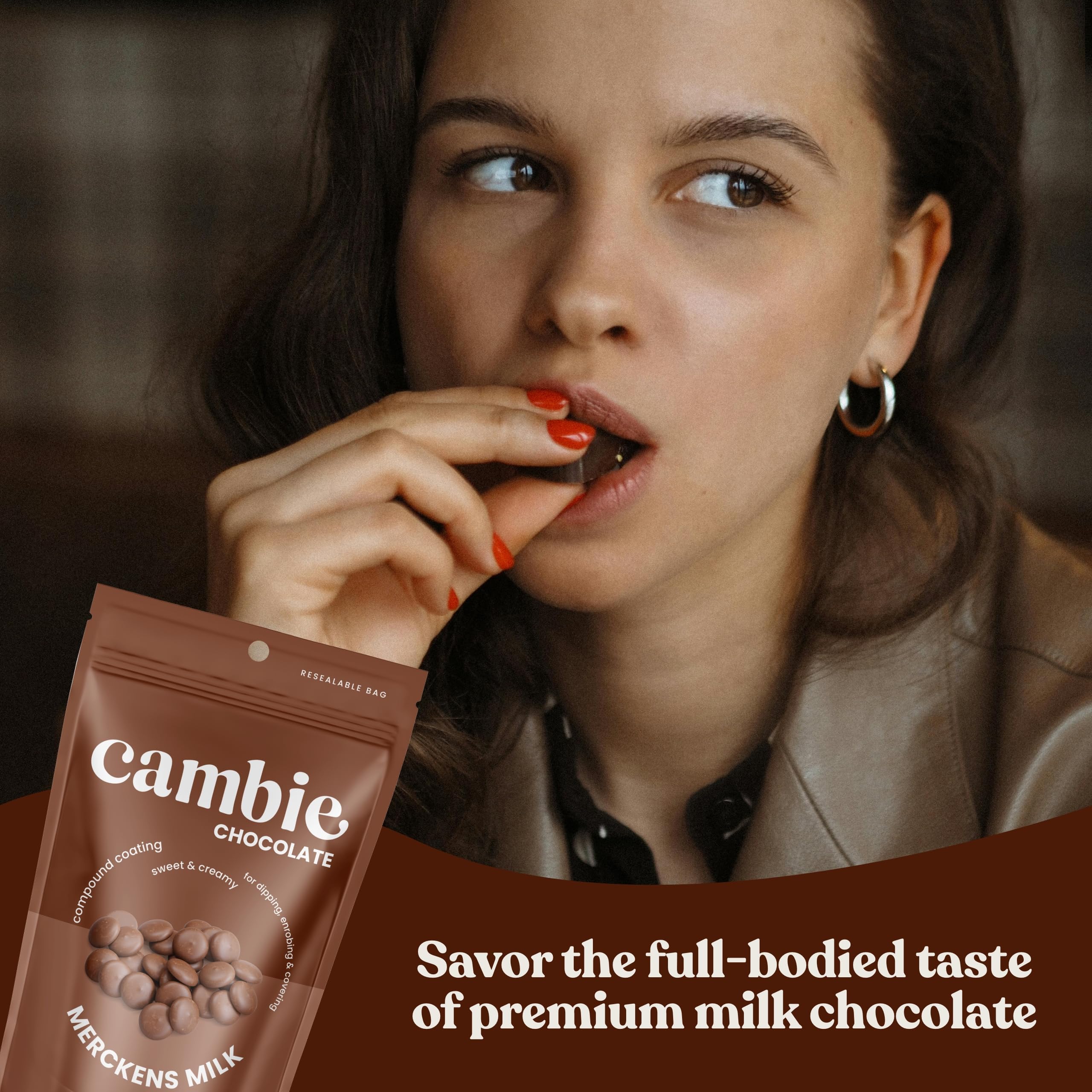 Cambie Merckens milk melts for cocoa bombs with even set.