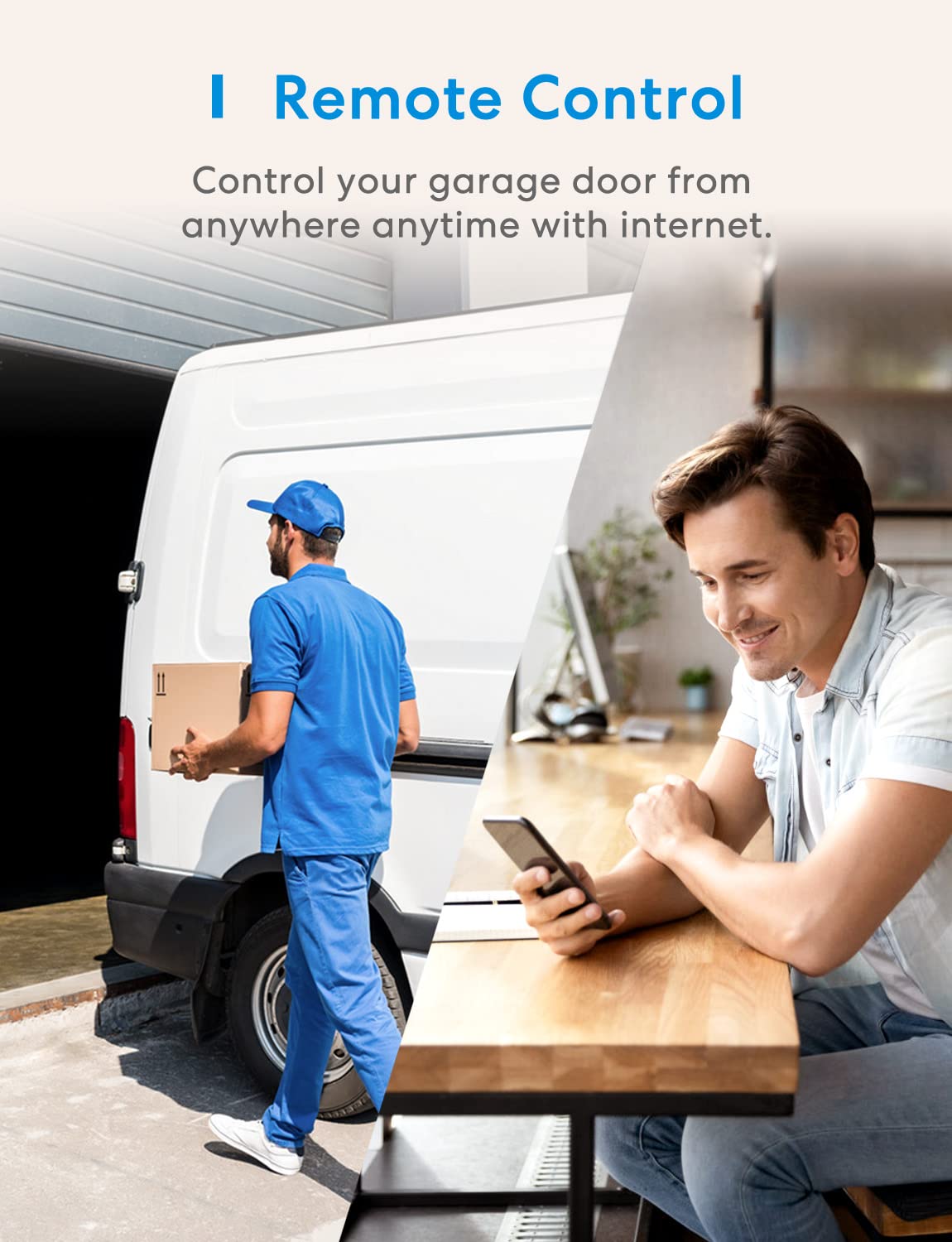 meross smart garage door opener app control visible on smartphone screen