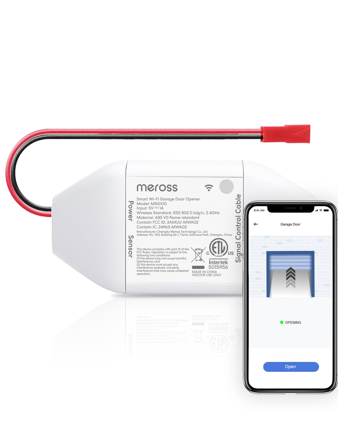 meross smart wifi garage door opener front view showing easy install and home automation ready