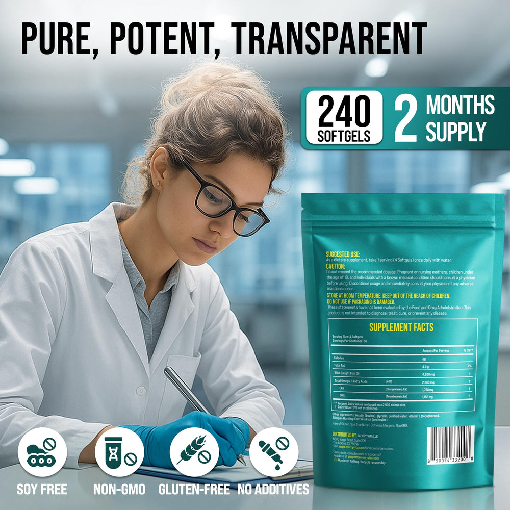 Merry Vita 240 capsules for a two-month omega-3 routine