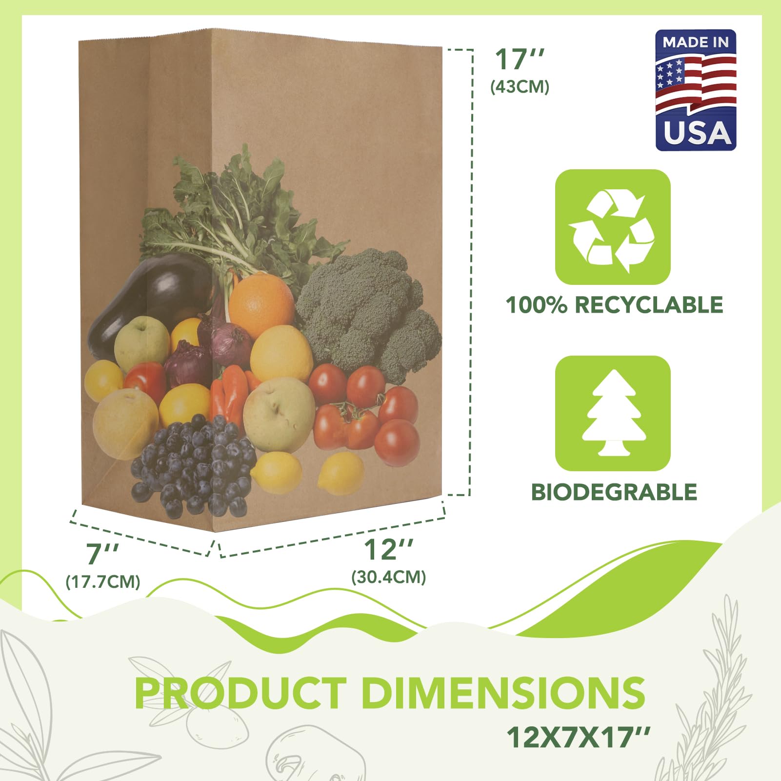 MESHA 100-pack paper grocery bags with large capacity for shopping trips