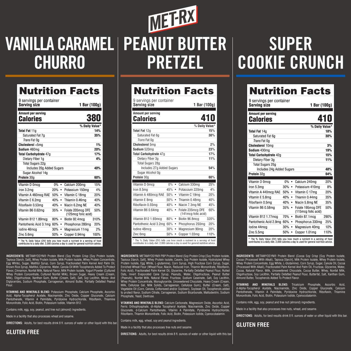 Close-up of MET-Rx Big 100 Colossal bar shows high protein texture and natural flavor.