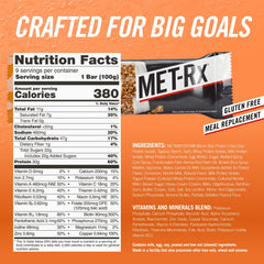 MET-Rx Big 100 Colossal bar close-up of ingredients for balanced nutrition.