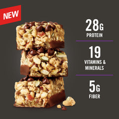 MET-Rx Big 100 Granola Bar closeup of chocolate chips and texture