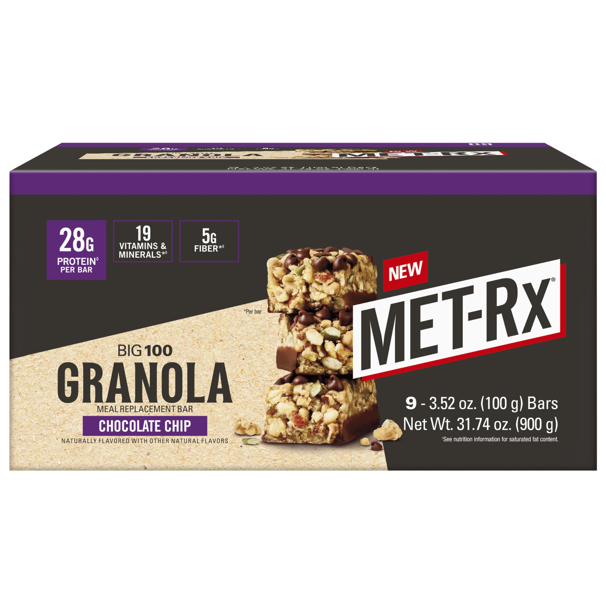 MET-Rx Big 100 Granola Bar front-pack view highlighting on-the-go protein
