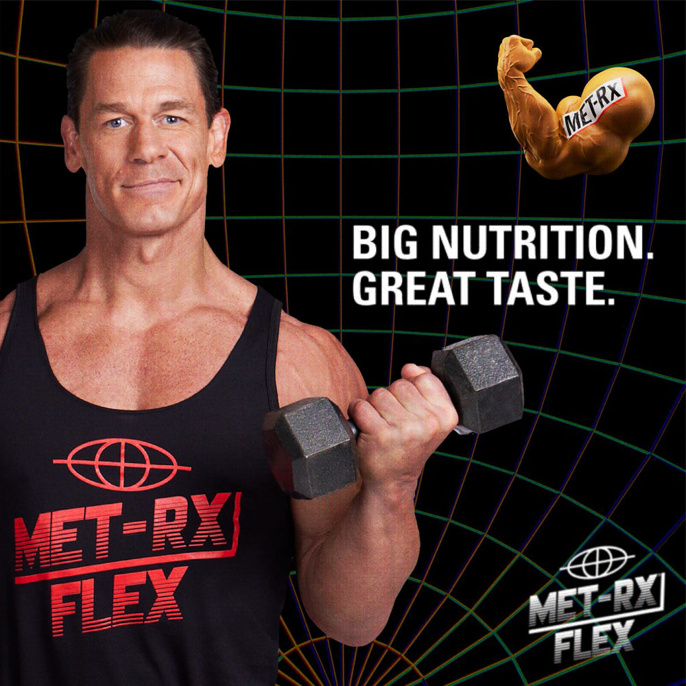 MET-Rx Big 100 Granola Bar pack-open shot showcasing convenient packaging