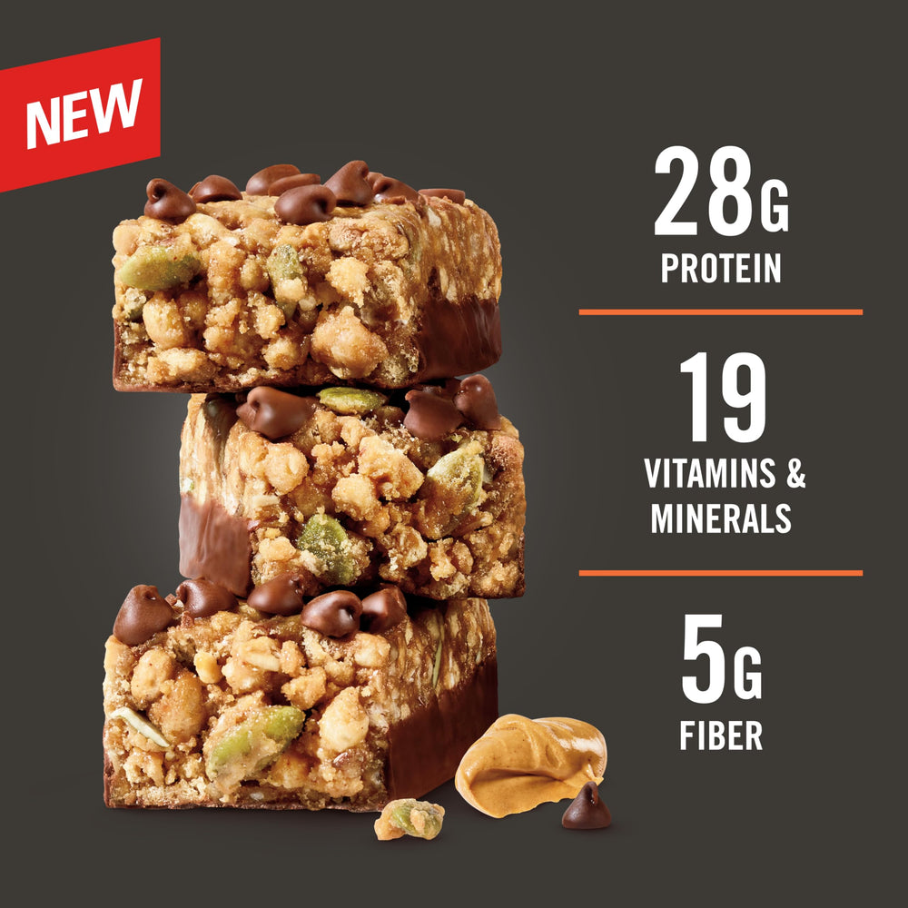 MET-Rx Big 100 Granola Bar unwrapped and ready-to-eat as a quick snack