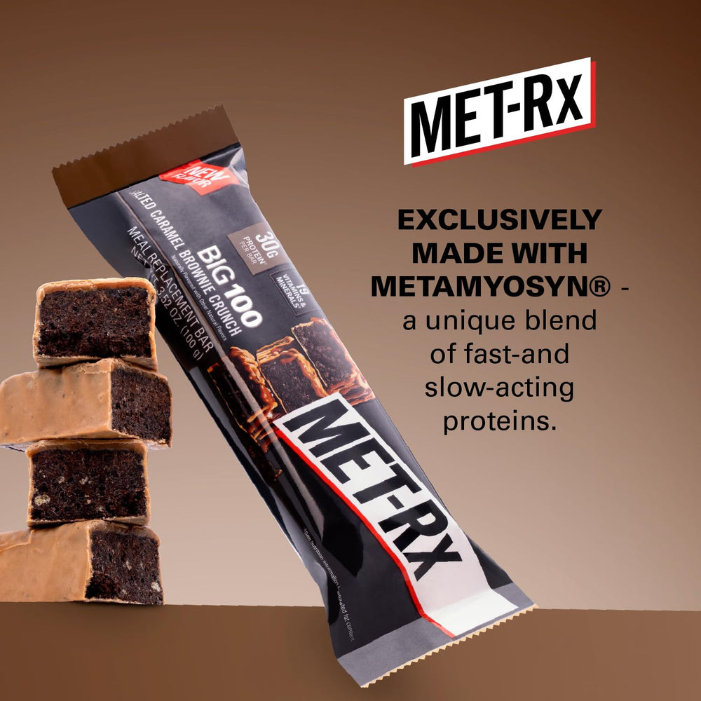 Close-up of MET-Rx Big 100 bar texture highlighting flavor.