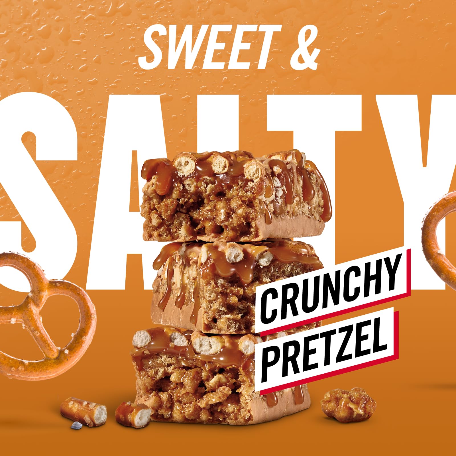 MET-Rx Big 100 Peanut Butter Pretzel bar, packaging close-up, rich protein for recovery.