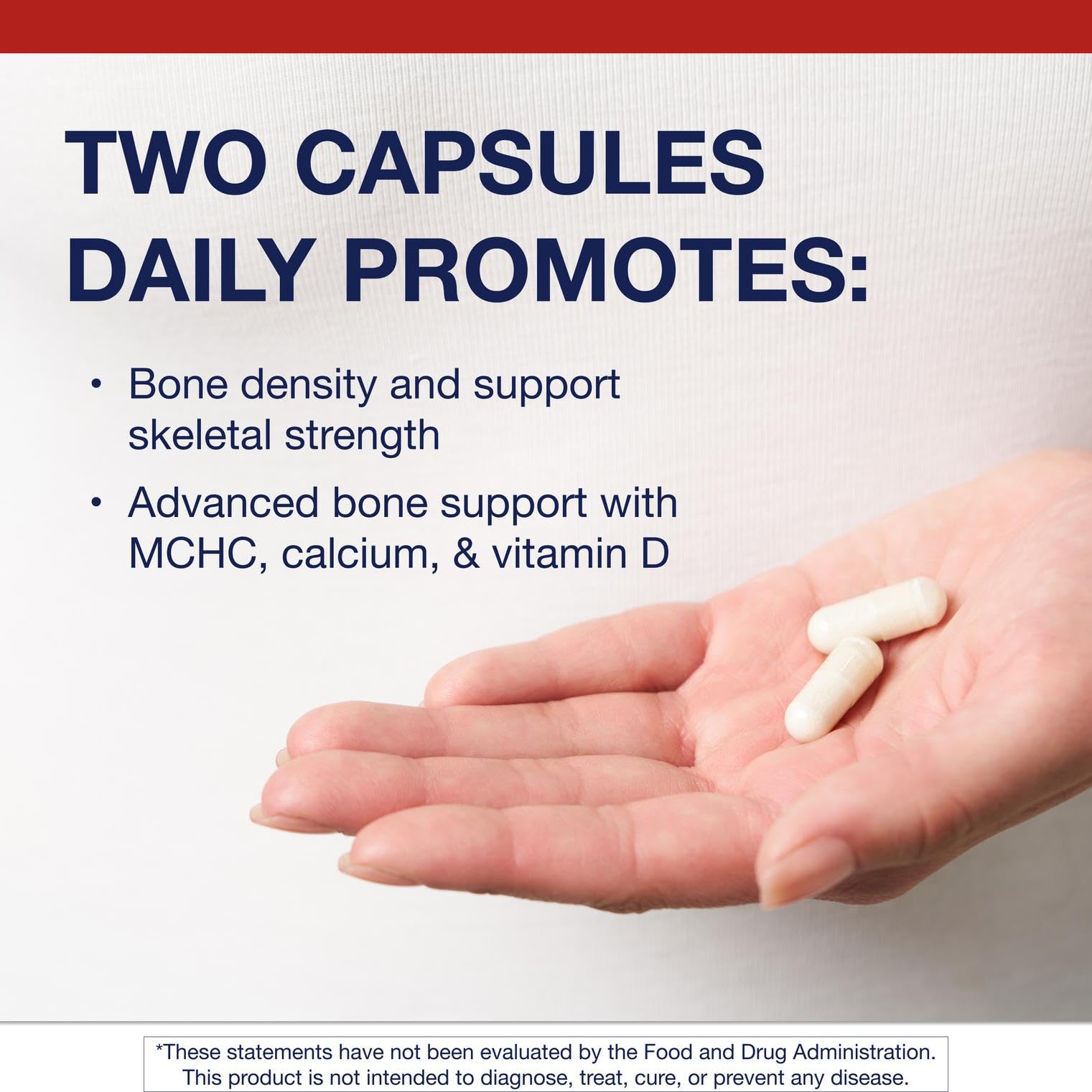 Metagenics Bone Builder Plus capsules in a bottle highlight soy-free veggie capsules.