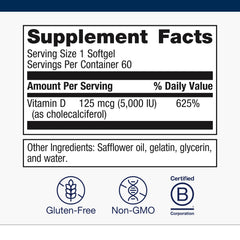 Non-GMO, gluten-free Metagenics D3 softgels designed for clean daily supplementation.