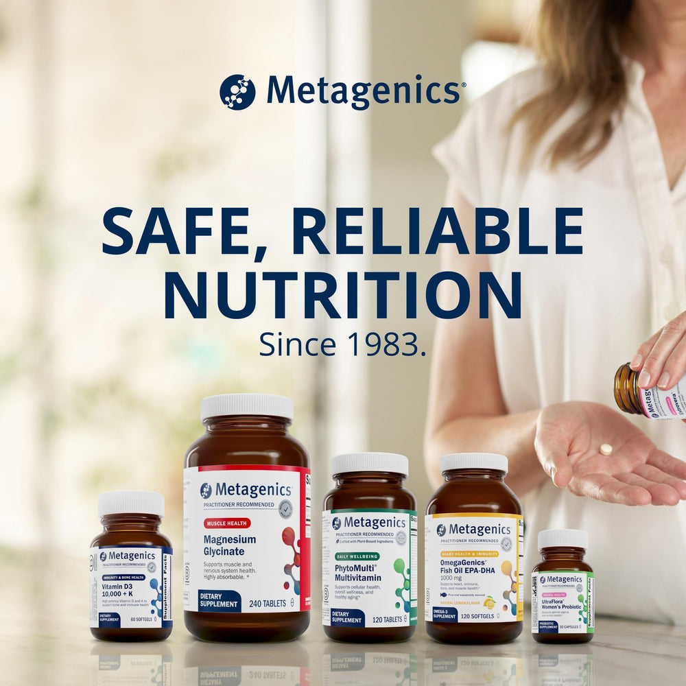 Metagenics HerWellness Recharge Overnight at night-time routine setting.