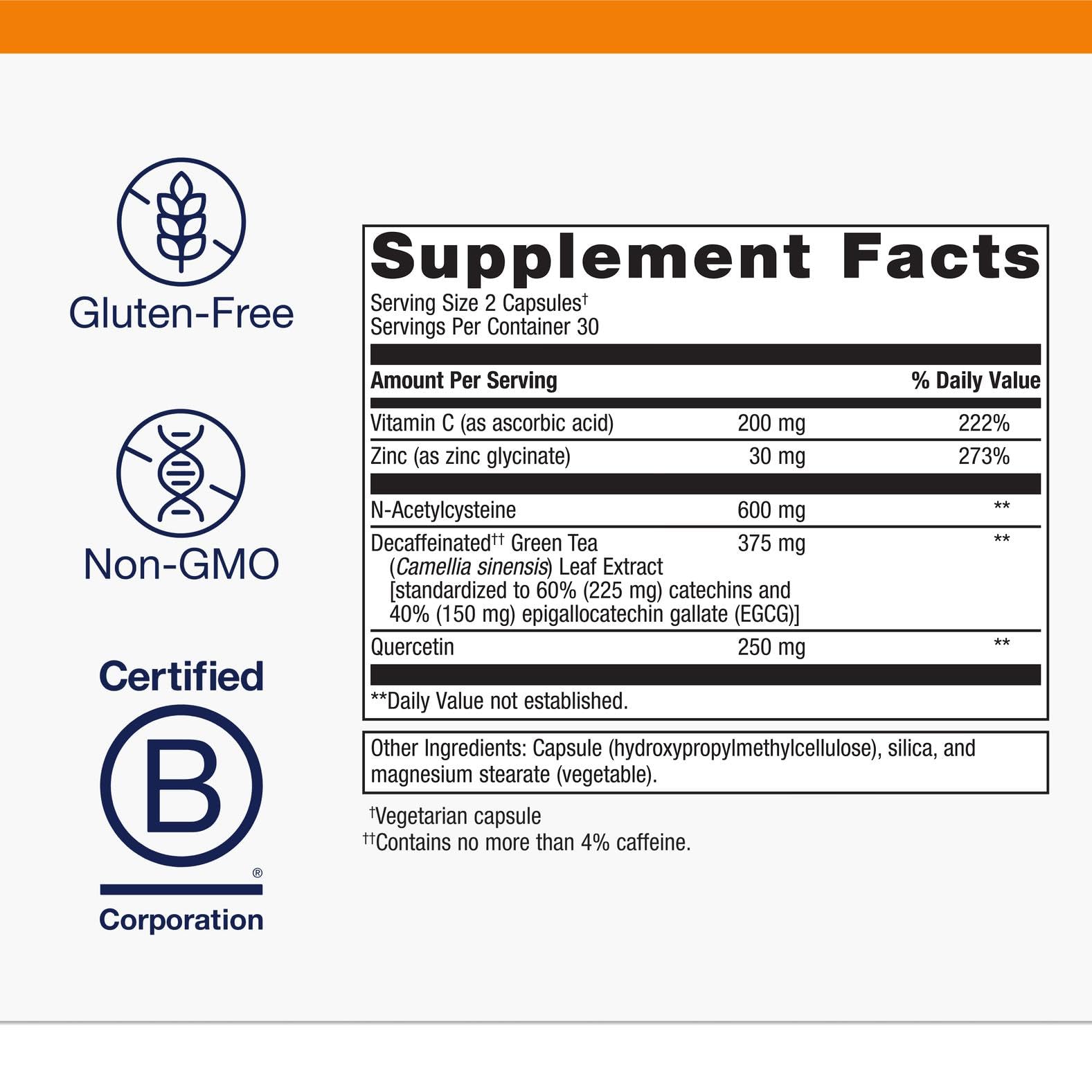 Ingredient panel on Metagenics Immune Active showing EGCG and quercetin.