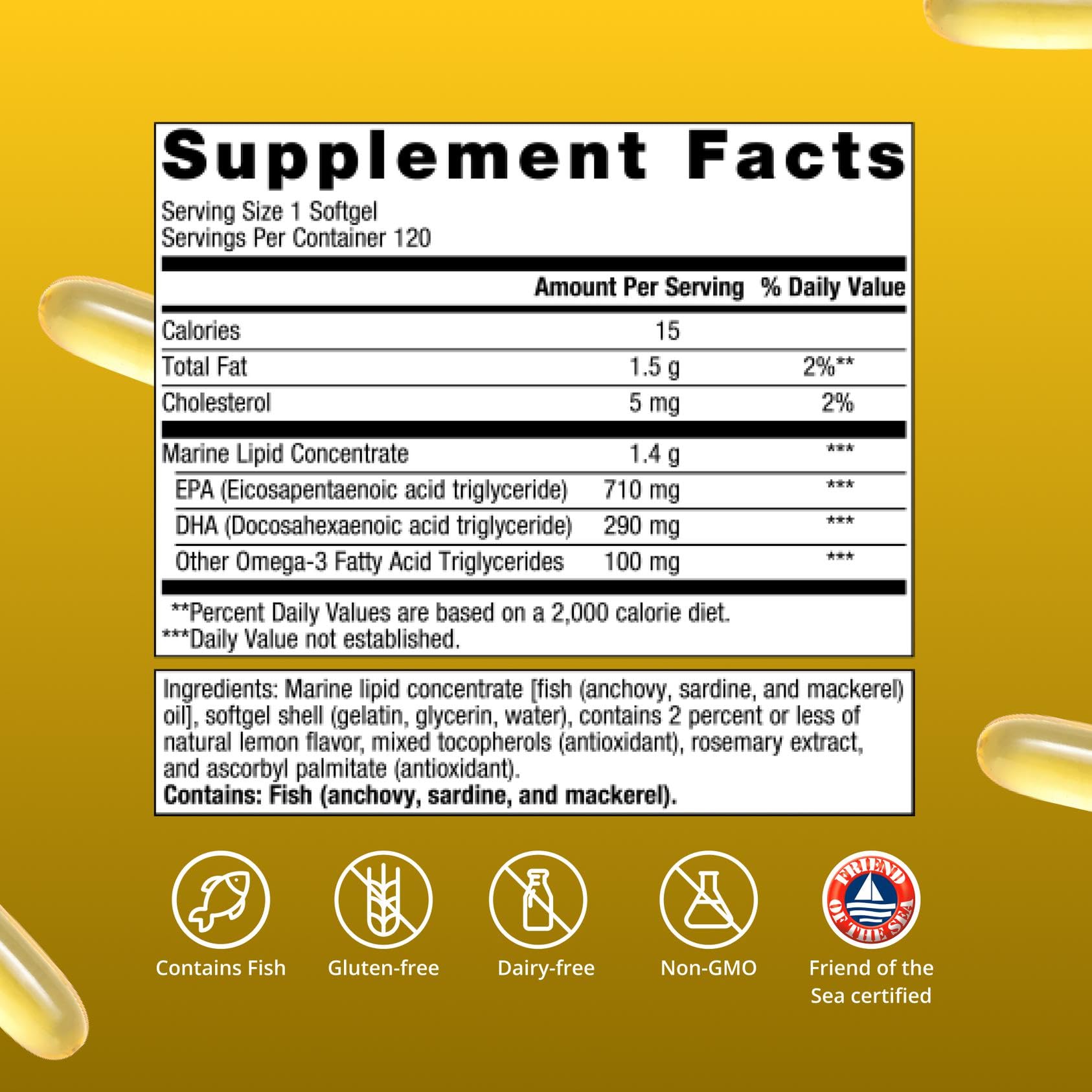 Metagenics OmegaGenics EPA-DHA 1000mg product box on kitchen counter.
